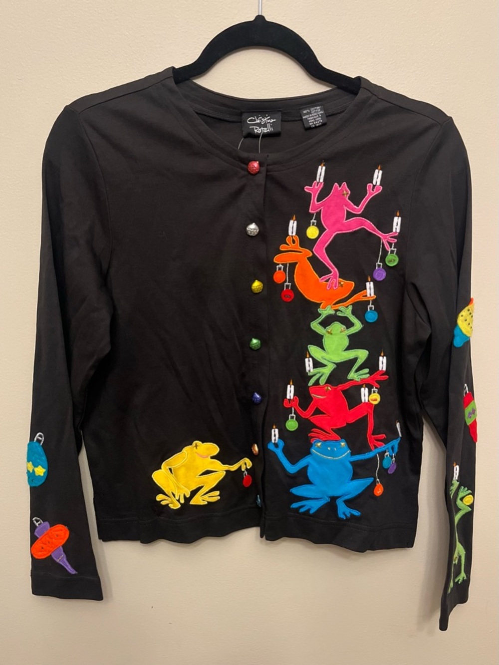 NWT Vintage Christine Rotelli Frog Snap Close Cardigan Women's Size Small